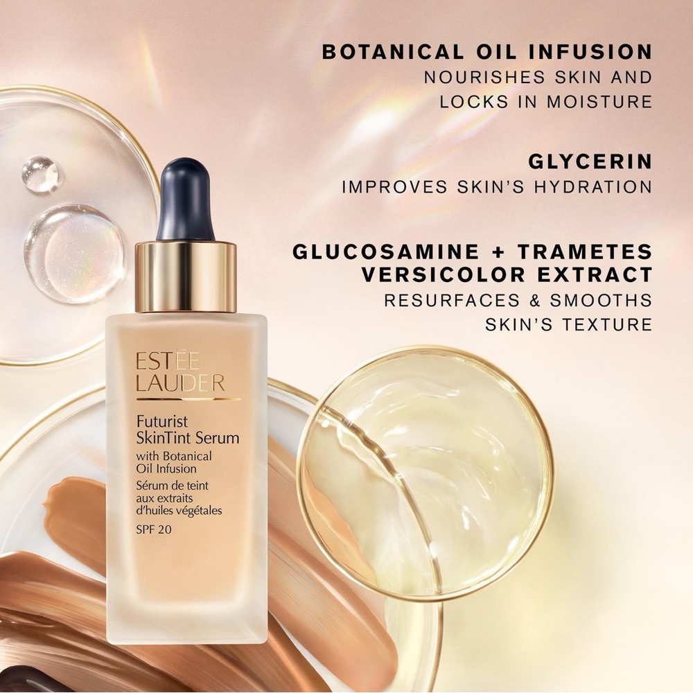 ESTEE LAUDER Futurist SkinTint Serum Foundation SPF20- 4W1 HONEY BRONZE 1 oz NIB - Picture 3 of 7